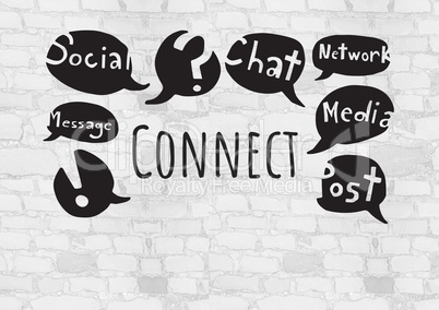 Connect text with social media drawings graphics
