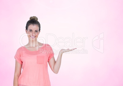 Woman with open palm hand