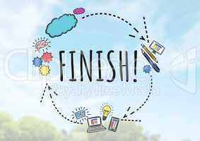 Finish text with drawings graphics