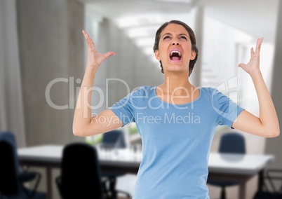 Stressed woman in meeting room office