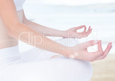Hands Meditating by sea haze