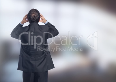 Stressed man against blurred background