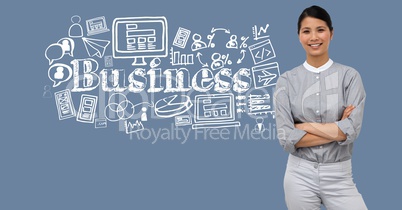 Businesswoman with Business graphics drawings