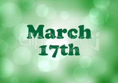 Patrick's Day graphic against green bokeh