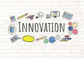 Innovation text with drawings graphics