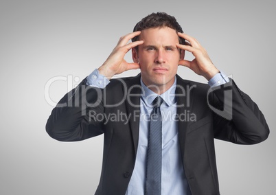Stressed businessman with grey background