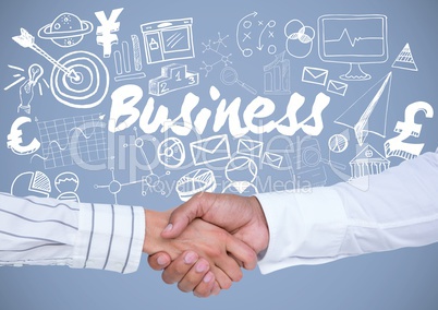 Business handshake with Business graphics drawings