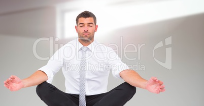Man Meditating peaceful by window light