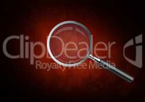 3D Magnifying glass against brown stained background