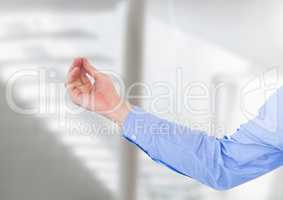 Business hand Meditating against bright background