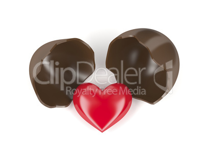 Chocolate egg and heart