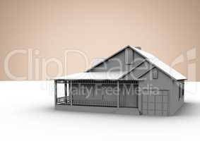 3D House against beige background