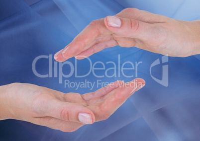 Hands reaching together against abstract background