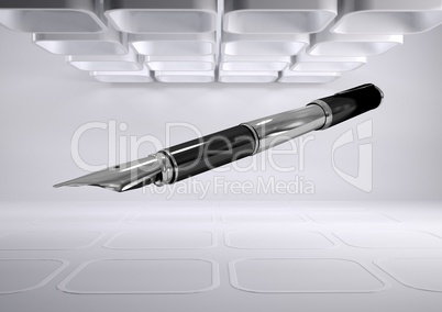3D Fountain Pen against futuristic background