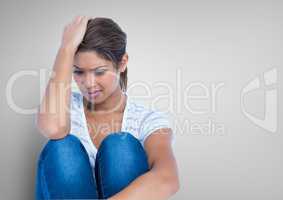 Stressed woman against grey background