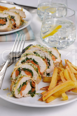 Chicken breast roll with spinach and carrots