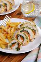 Chicken breast roll with spinach and carrots