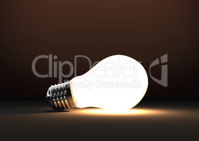 3D bulb against brown background