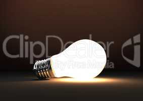3D bulb against brown background