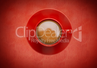 Coffee cup against red background