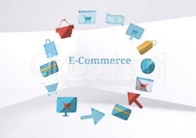 E-commerce text with drawings graphics