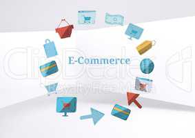 E-commerce text with drawings graphics