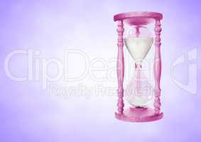 Pink Egg Timer with sand against purple background