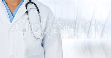 Doctor shoulder against blurry window