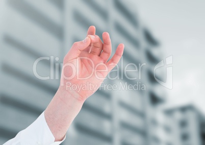 Hand Meditating by office building