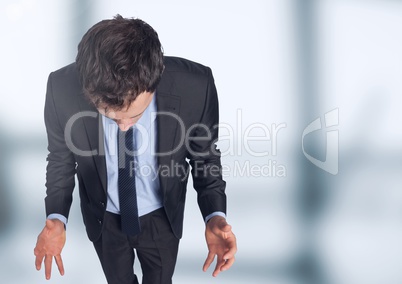 Stressed man against blurred background