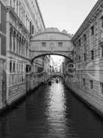 Bridge of Sighs in Venice in black and white