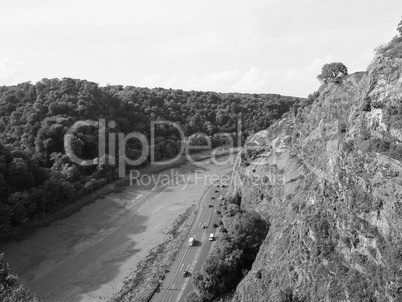 River Avon Gorge in Bristol in black and white