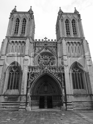 Bristol Cathedral in Bristol in black and white