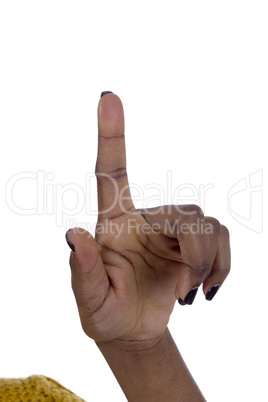 African American female hand with a raised index finger