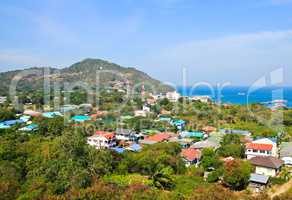 Aerial view of Sichang Island ,Chonburi ,Thailand.