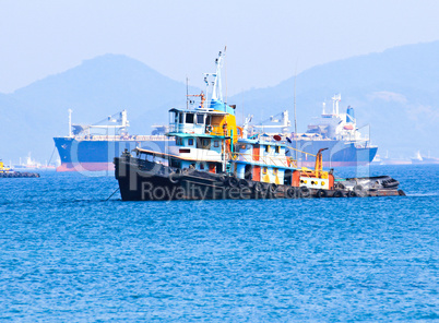 Wooden fishing boat on sea