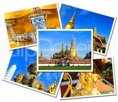 Collage of Wat Phra Kaew Grand Palace, Bangkok , Thailand postca