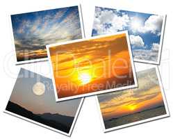 Collage of Sky postcards isolated on white background