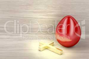 Golden cross and red egg