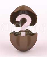 Broken chocolate egg and question mark