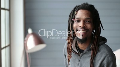 Portrait of african american hipster smiling