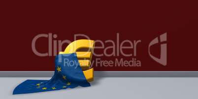 eurosymbol und flagge der europäischen union - 3d rendering