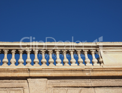 baroque balustrade over blue sky