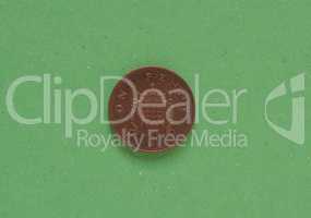 1 penny coin, United Kingdom over green