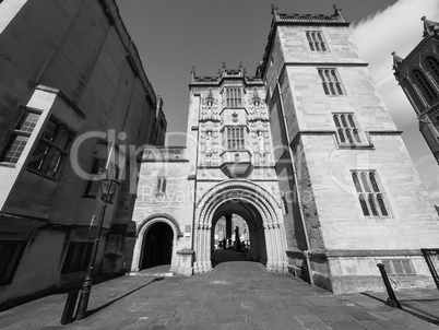 Great Gatehouse (Abbey Gatehouse) in Bristol in black and white