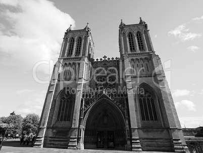 Bristol Cathedral in Bristol in black and white