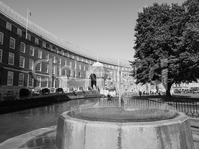 City Hall in Bristol in black and white