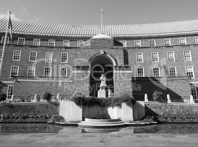 City Hall in Bristol in black and white