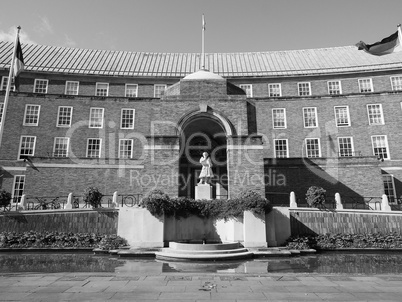 City Hall in Bristol in black and white