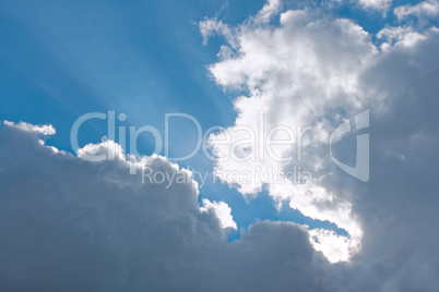 White and gray clouds on a blue sky